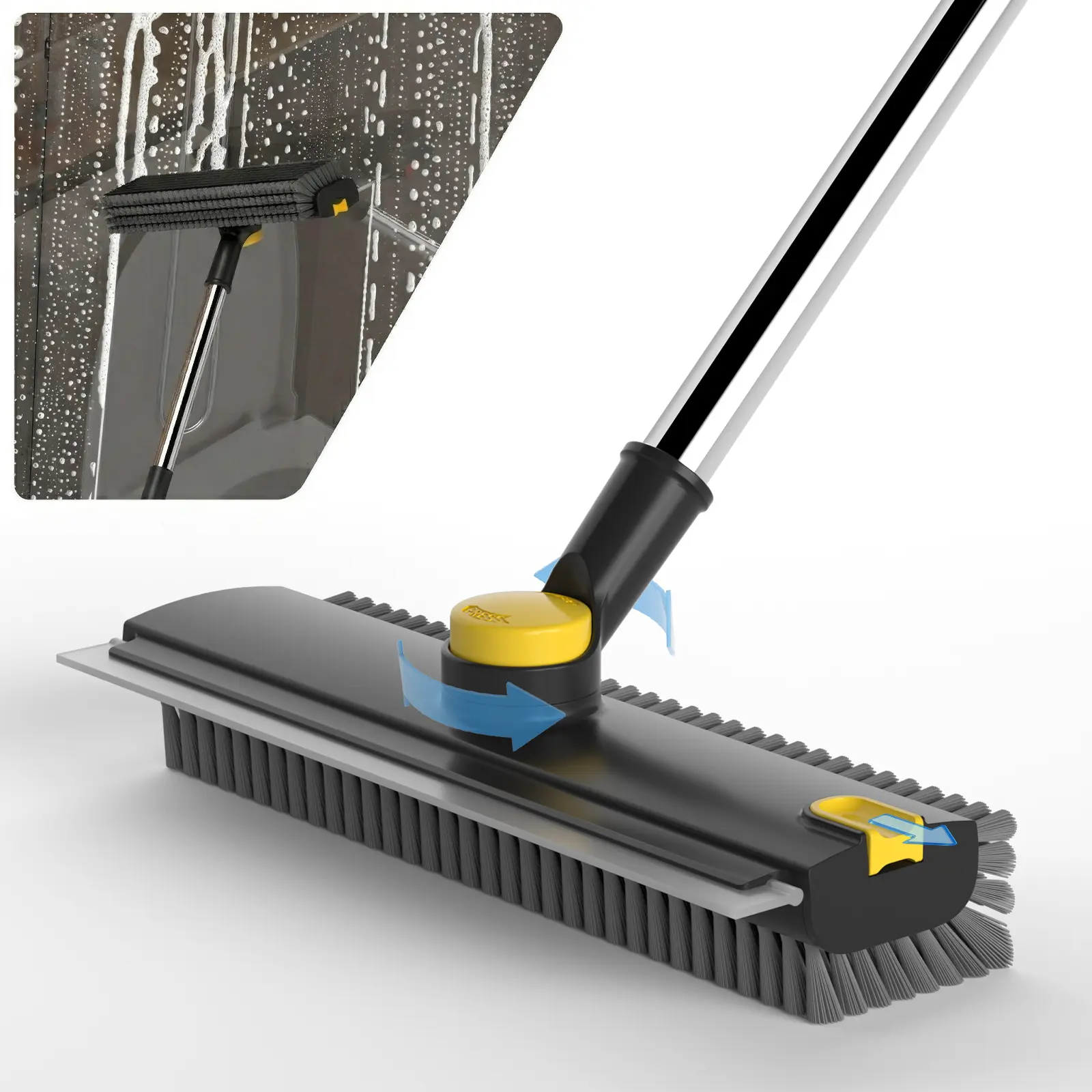 360° 3-in-1 Floor Brush & Squeegee, Stainless Steel - Image 11