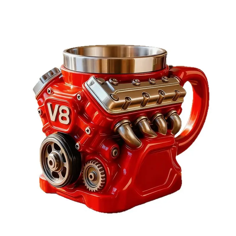 Personalized V8 Engine 10oz Stainless Steel Mug | Father's Day Gift for Car Lovers Dad - Image 2