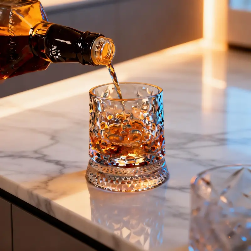 360° Spinning Star Cut Crystal Whiskey Glass - Image 3