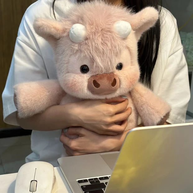 Cute Running Scottish Highland Cow Stuffed Animal - Image 3