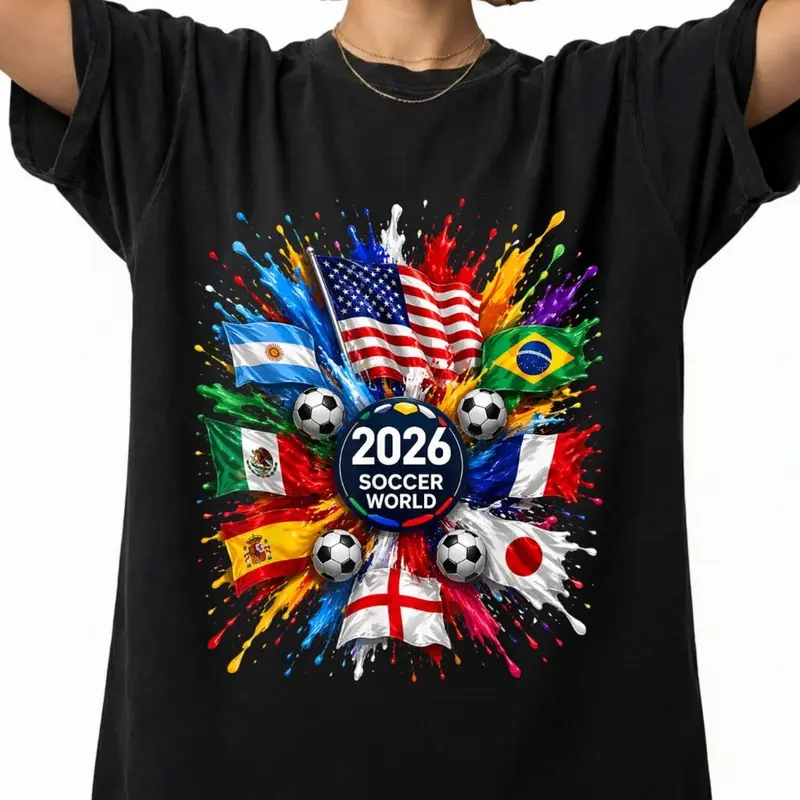 Unisex 100% Cotton Flag Print Soccer T-Shirt - Image 4