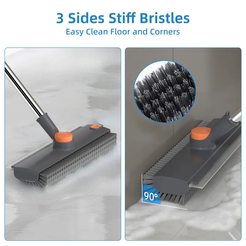 360° 3-in-1 Floor Brush & Squeegee, Stainless Steel - Image 4