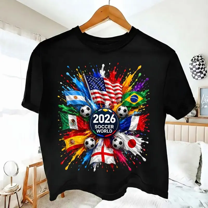 Unisex 100% Cotton Flag Print Soccer T-Shirt - Image 5