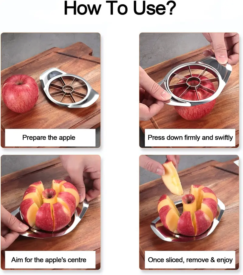 Heavy Duty Stainless Steel 8-Slice Apple Slicer & Corer Fruit Cutter - Image 5