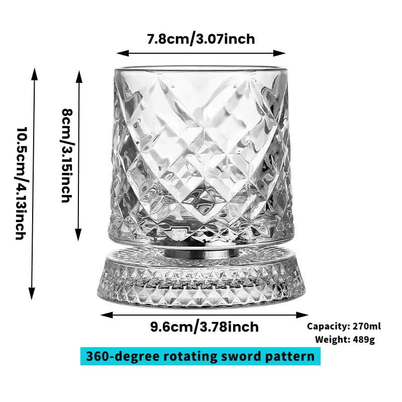 360° Spinning Star Cut Crystal Whiskey Glass - Image 6