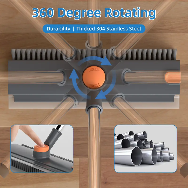 360° 3-in-1 Floor Brush & Squeegee, Stainless Steel - Image 6
