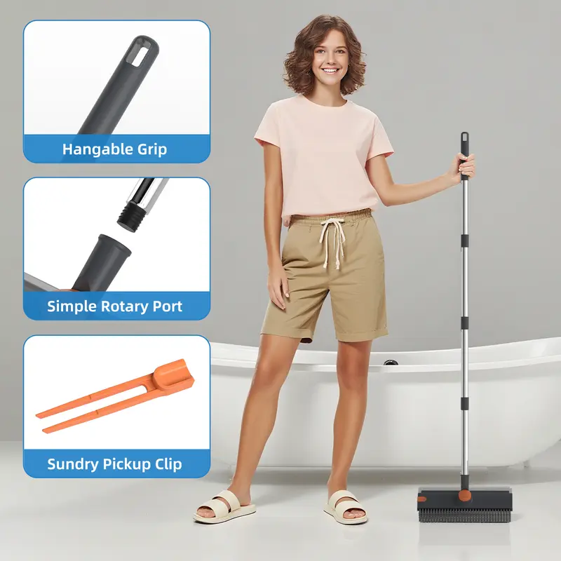 360° 3-in-1 Floor Brush & Squeegee, Stainless Steel - Image 7