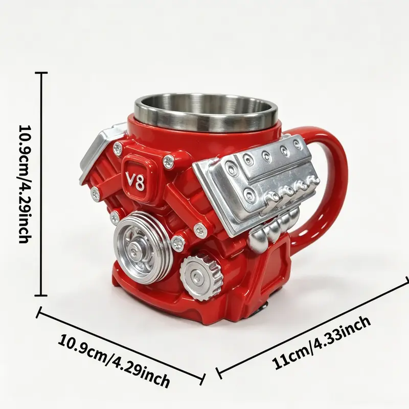 Personalized V8 Engine 10oz Stainless Steel Mug | Father's Day Gift for Car Lovers Dad - Image 8
